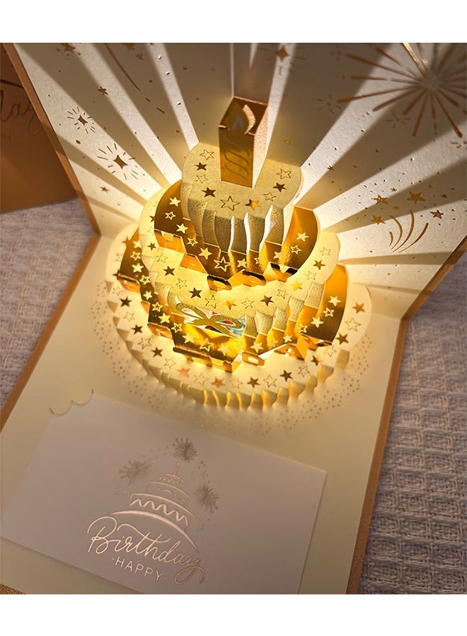 با لوف بطاقات عيد ميلاد ثلاثية الأبعاد، بطاقة عيد ميلاد مع موسيقى وإضاءة LED دافئة، بطاقات تهنئة موسيقية، هدية للنساء، الأم، الزوجة، الأخت، الفتاة - Image 4